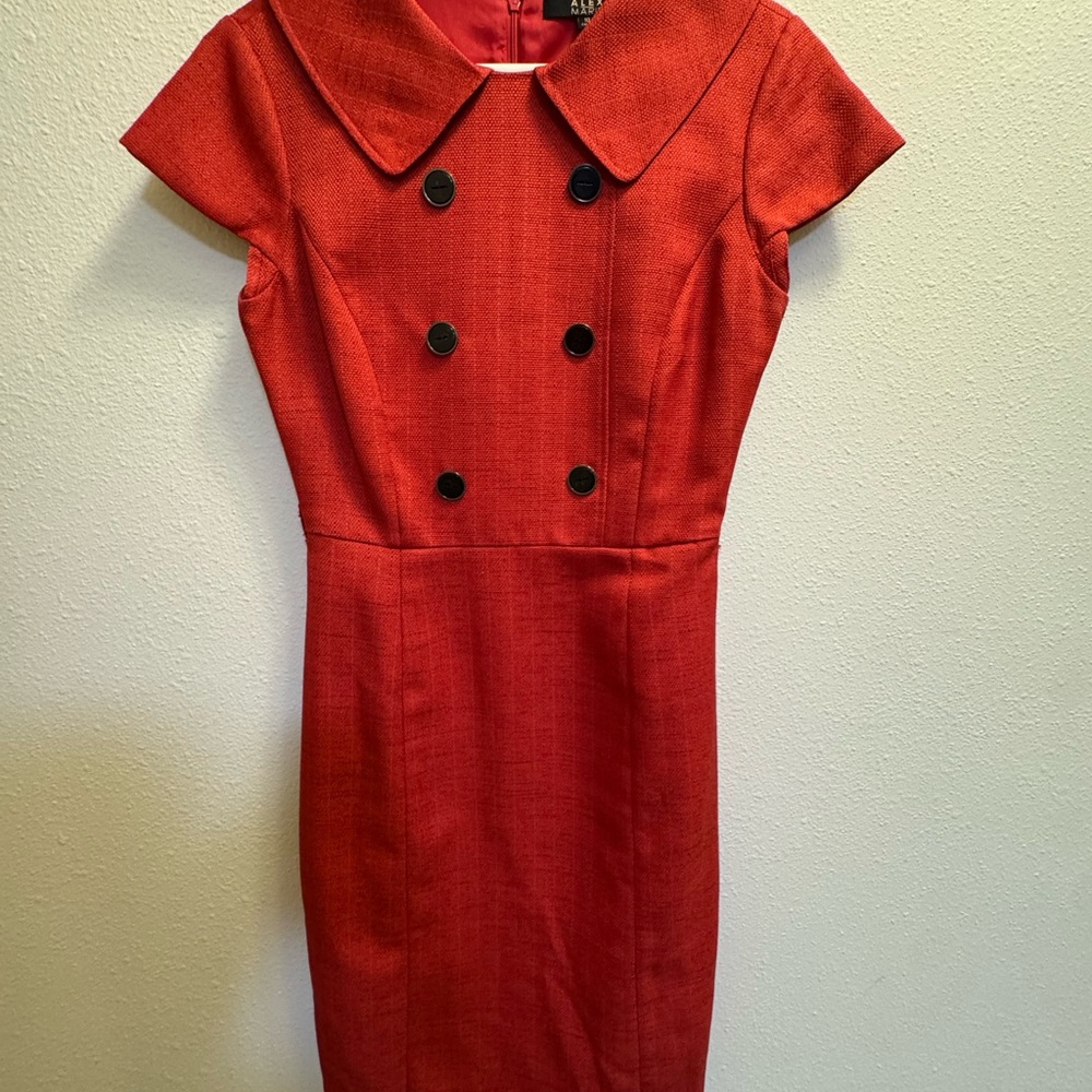 Elegant Vintage Red Double-Breasted Dress